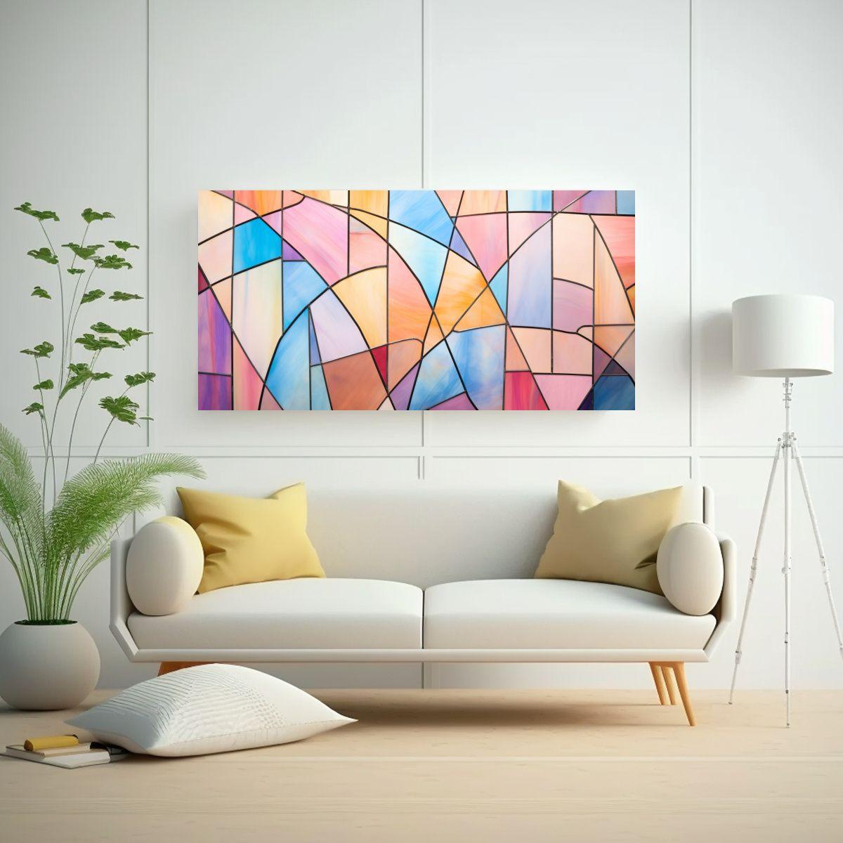 Pintura Decorativa Estilo Vidriera Abstracta 80x40 Cm-2