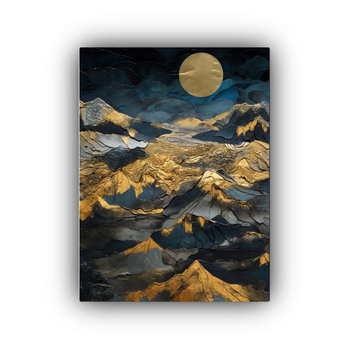 Paisaje Montañas Y Cielo Azul En Pintura Decorativa 30x40cm-0