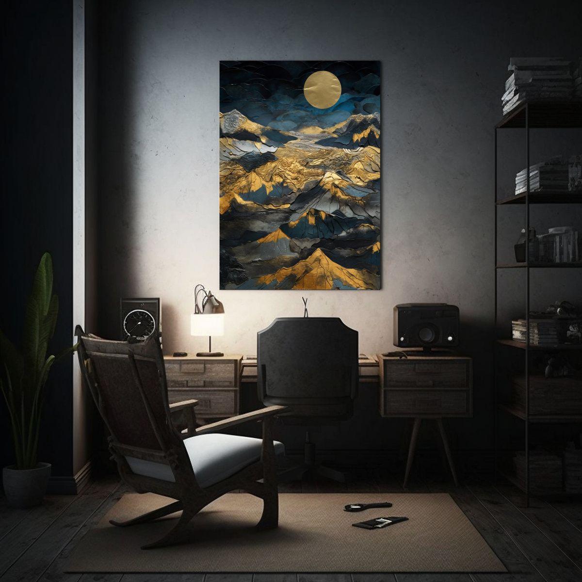 Paisaje Montañas Y Cielo Azul En Pintura Decorativa 30x40cm-2