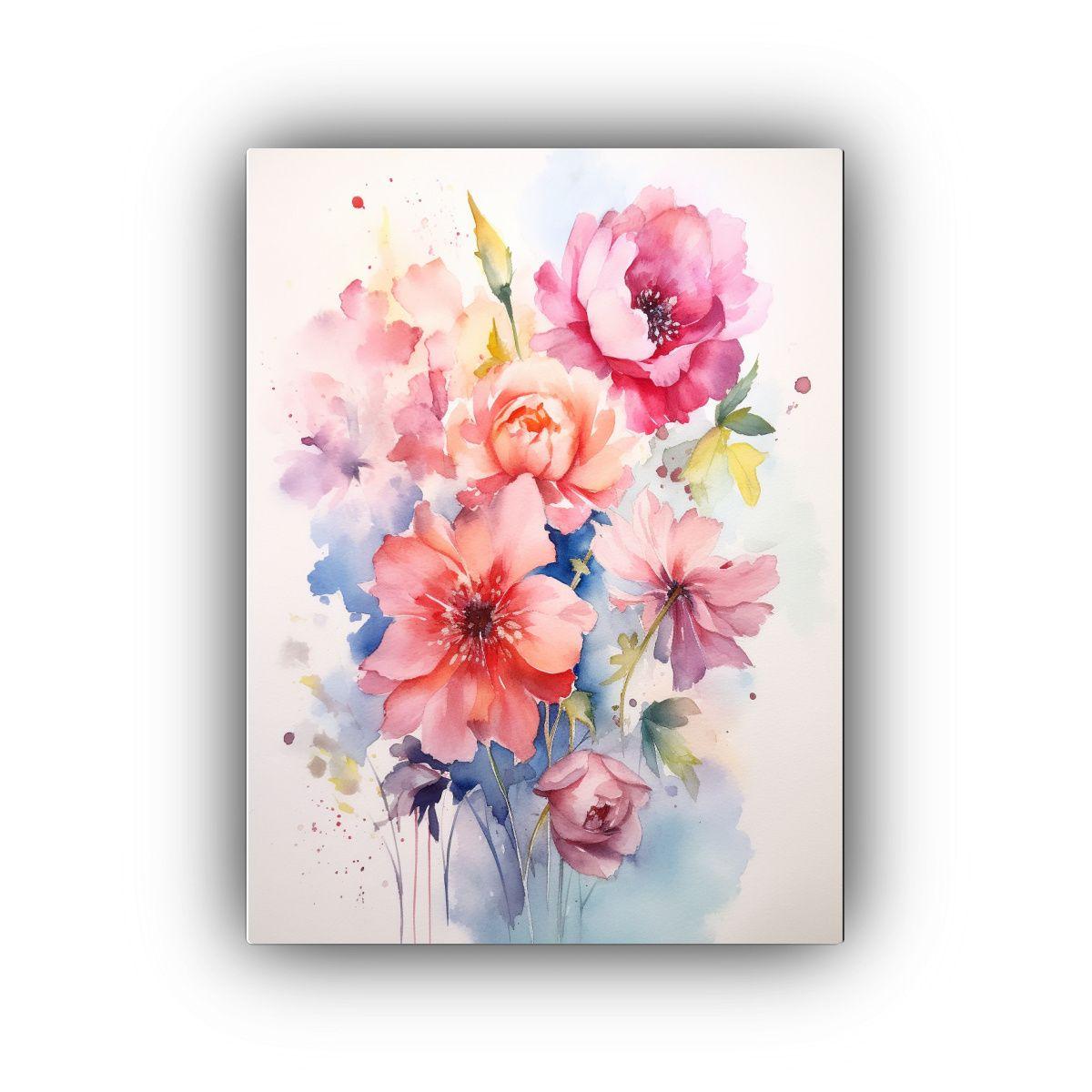 Cuadro Espectacular Flores Acuarela Estilo Suave 50x65cm-0