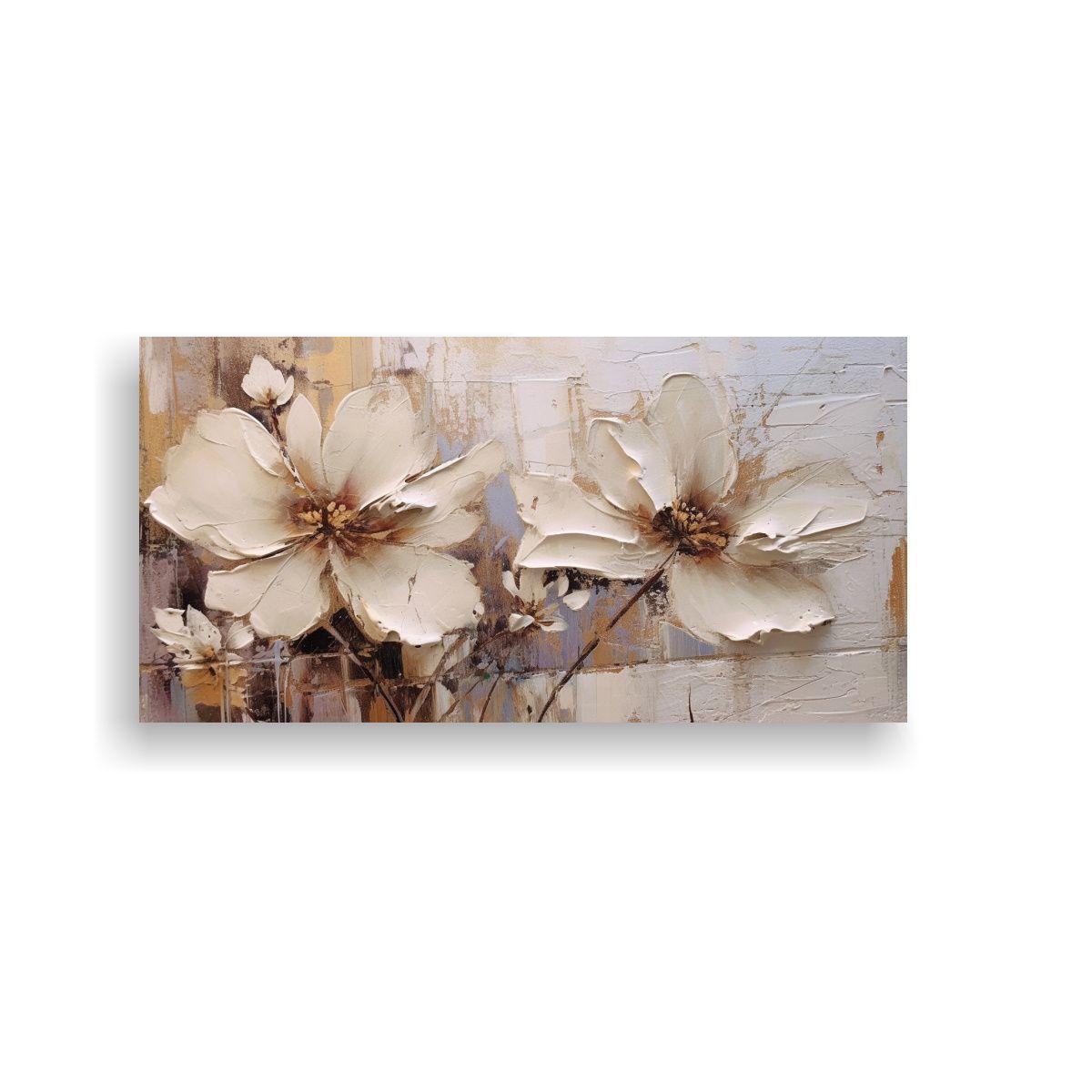 Pintura Abstracta De Flores Con Tonos 100x50cm-0