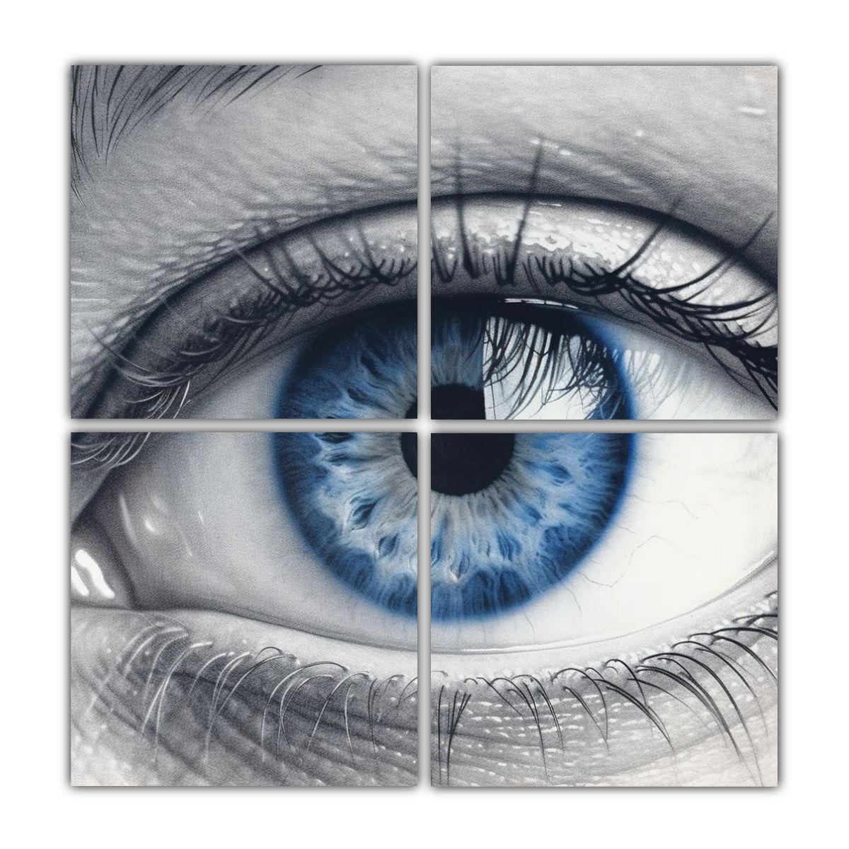 Cuadro Hermoso Combinación Azul Ojos De La 120x120 Cm-0