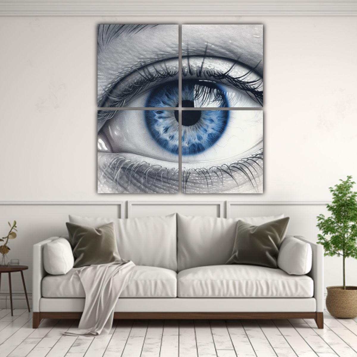 Cuadro Hermoso Combinación Azul Ojos De La 120x120 Cm-2