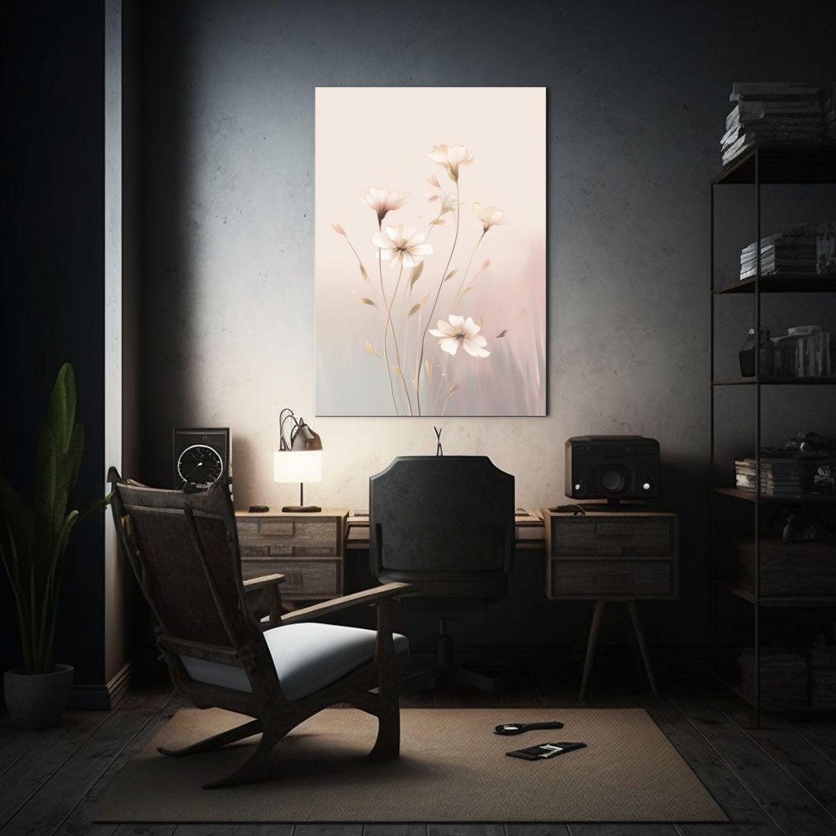 Pintura Decorativa Abstracta Con Flores En La Parte Inferior 40x60cm-2