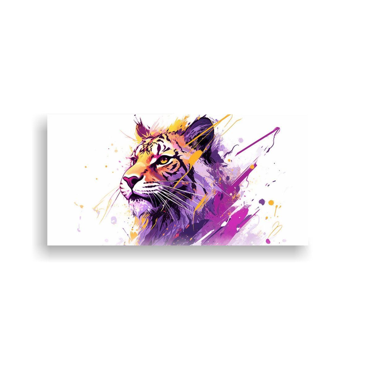 Cuadro Tela Impreso Vida A Pet En Morado Y Oro 160x80cm-0