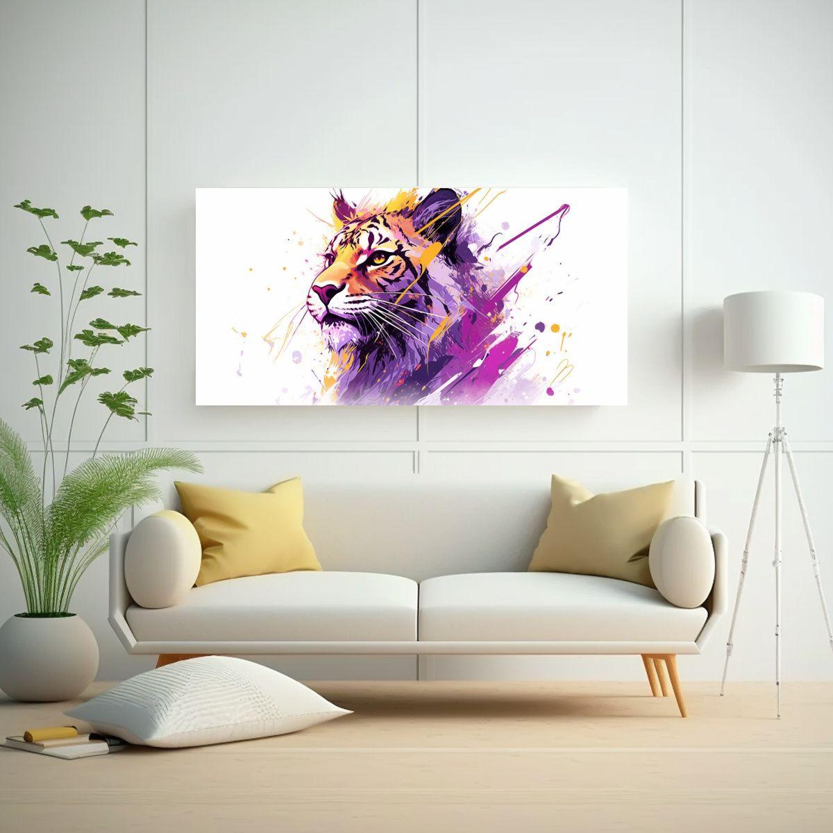 Cuadro Tela Impreso Vida A Pet En Morado Y Oro 160x80cm-2
