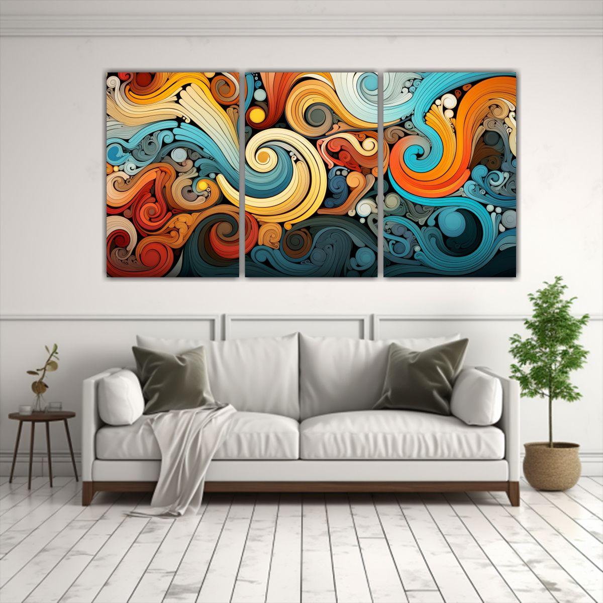 Tres Lienzos De Tela Conceptual Llamativo 150x75 Cm-2