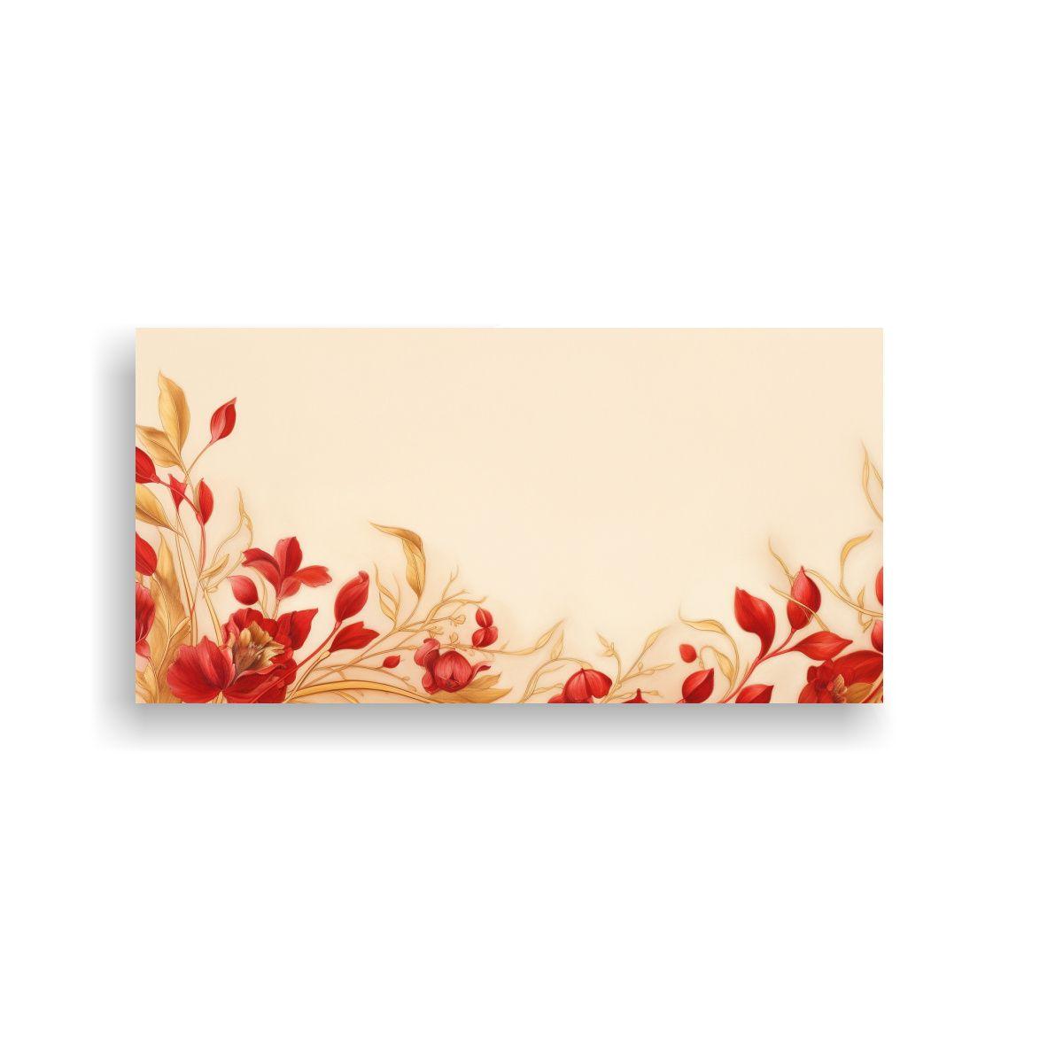 Dibujo Abstracto Floral Rojo Y Dorado Estilo 100x50 Cm-0