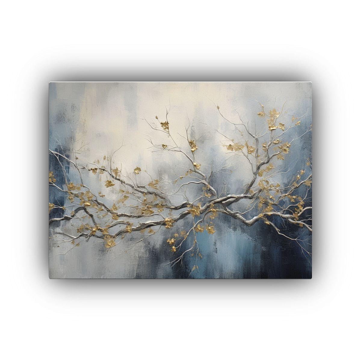 Pintura Abstracta Texturizada En Tonos Azul Gris Negro. 120x80cm-0