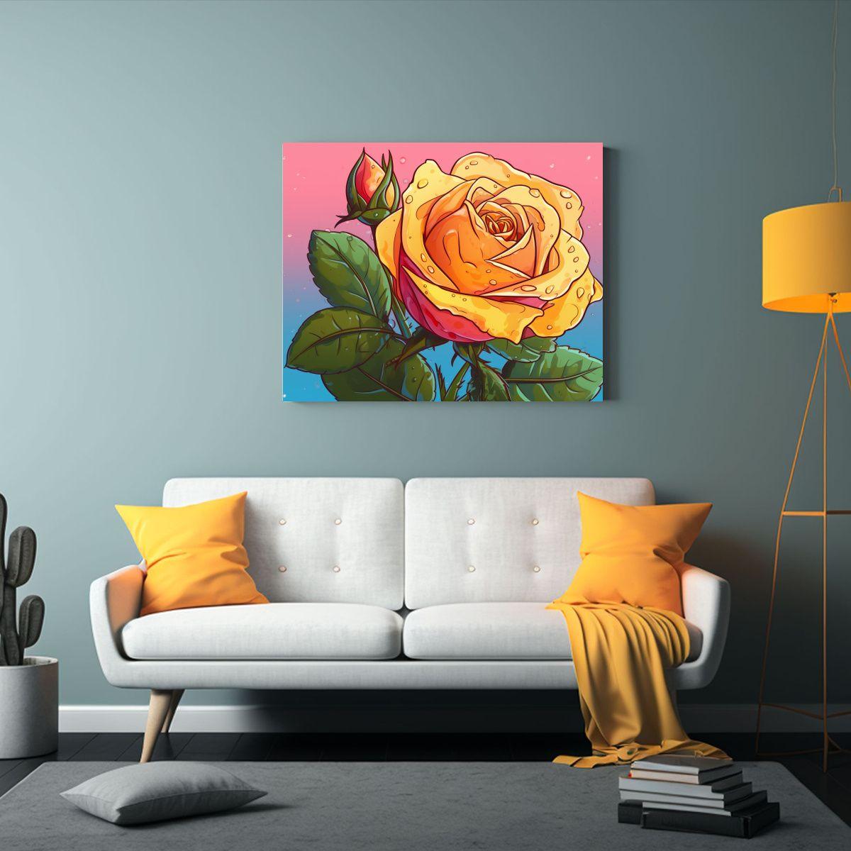 Cuadro Simétrico De Rosas Estilo Cartoon 65x50cm-2