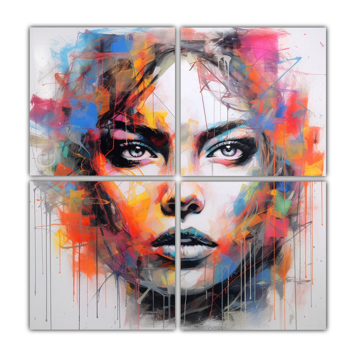 Cuadro De Graffiti En Bastidor Con Líneas Finas, 200x200 Cm-0