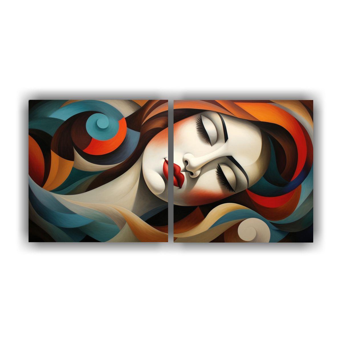 Cuadros De Decoración Armonía Colores Rostros 80x40 Cm-0
