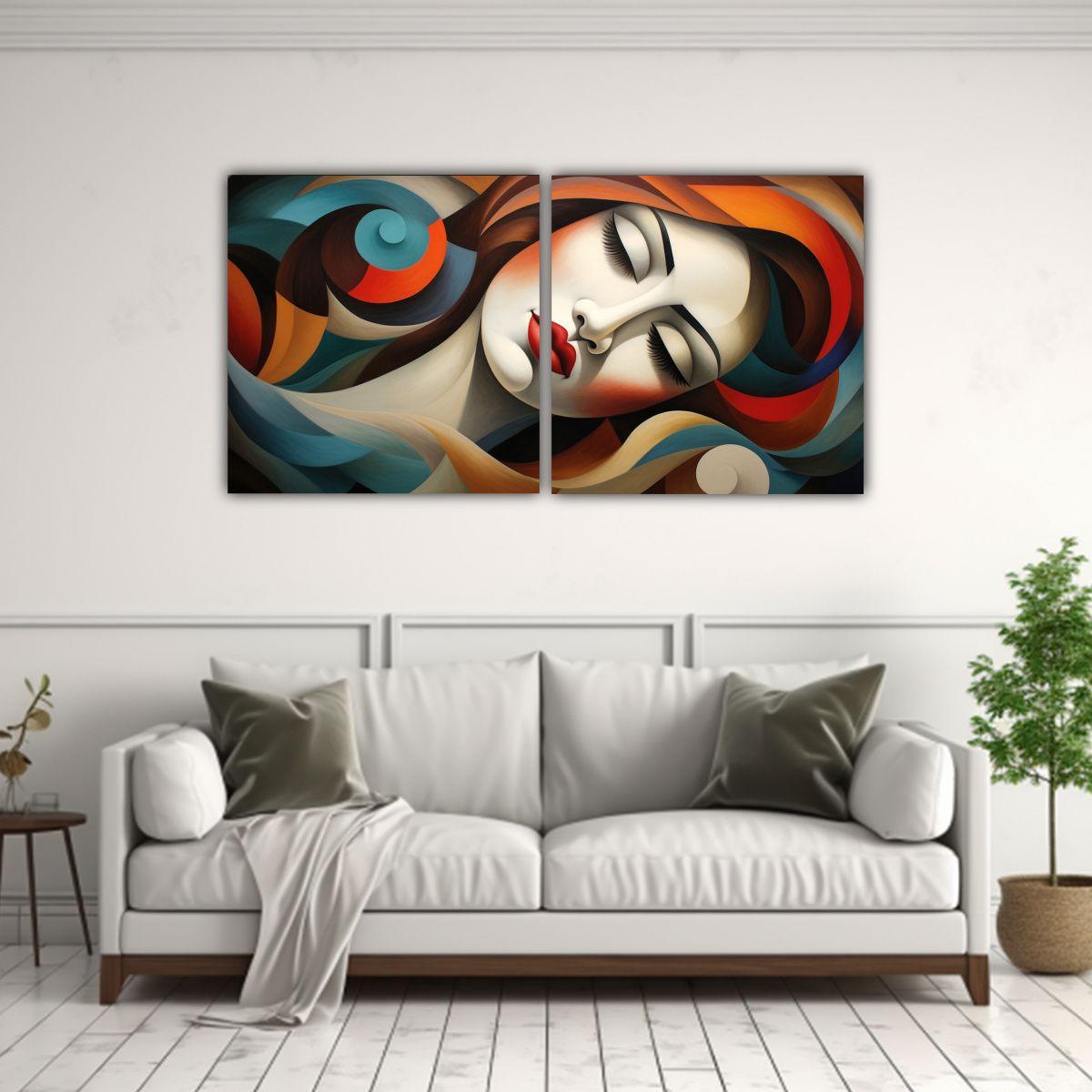 Cuadros De Decoración Armonía Colores Rostros 80x40 Cm-2