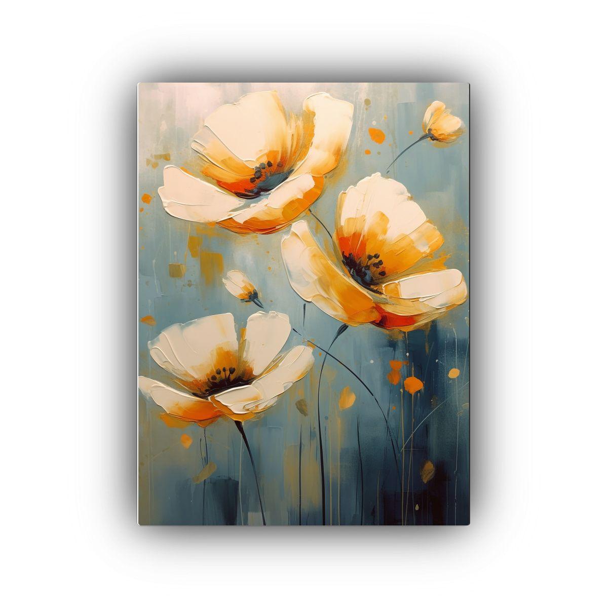 Obra Original De Vanguardia: Flores En Fondo 30x45cm-0
