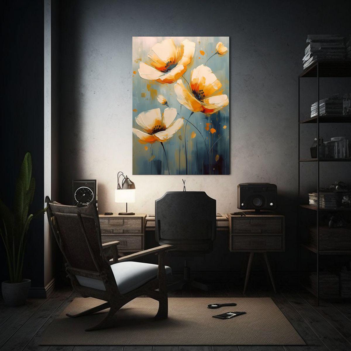 Obra Original De Vanguardia: Flores En Fondo 30x45cm-2