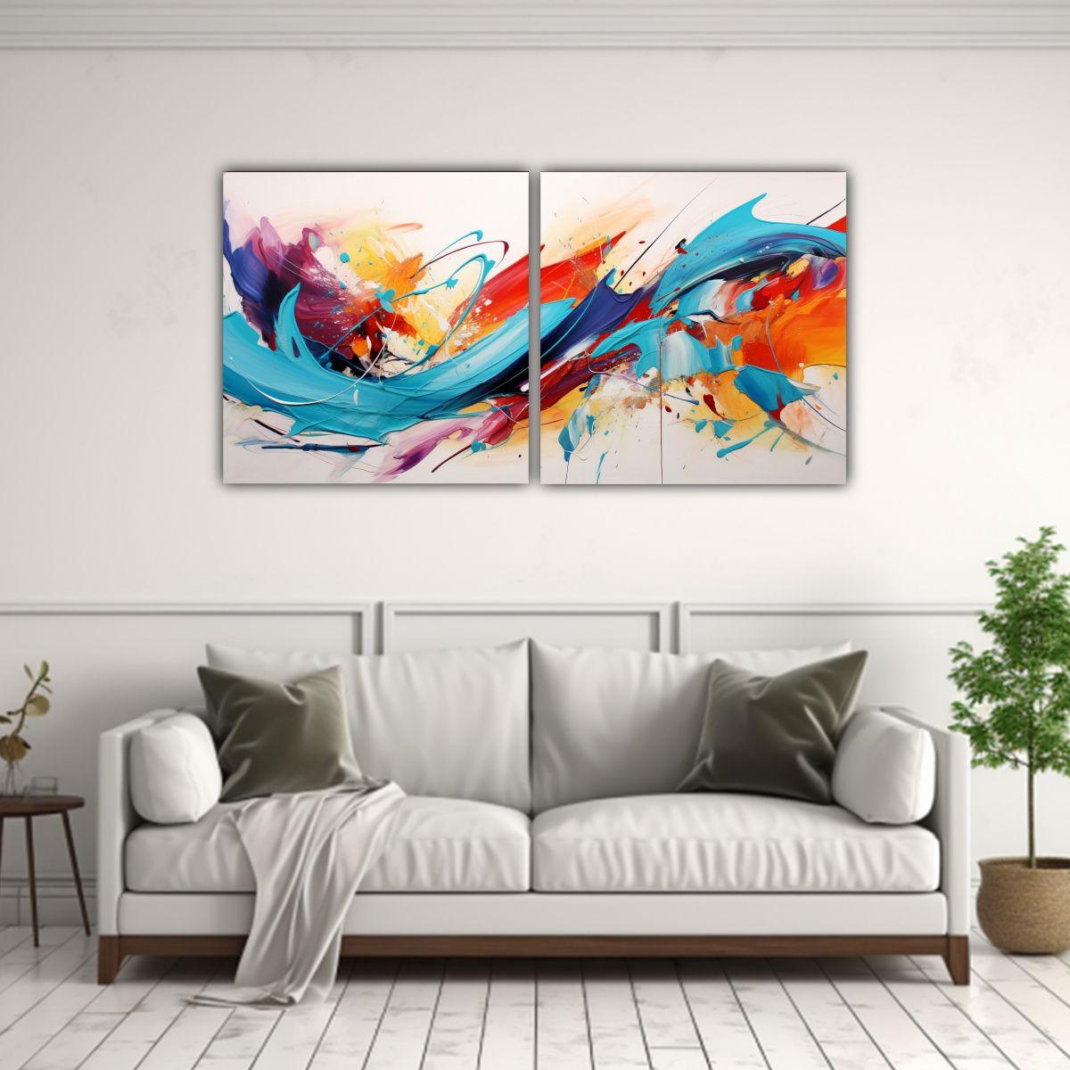 Pinturas De Decoración Lienzos Abstractos 100x50 Cm-2