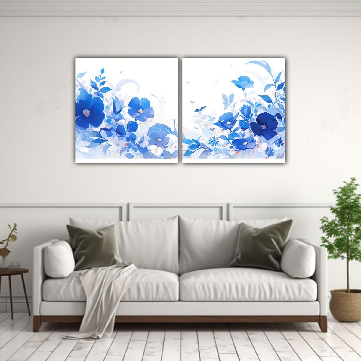Cuadro Tela Canvas Atmosfera Neonoir Azul Simple 80x40 Cm-2