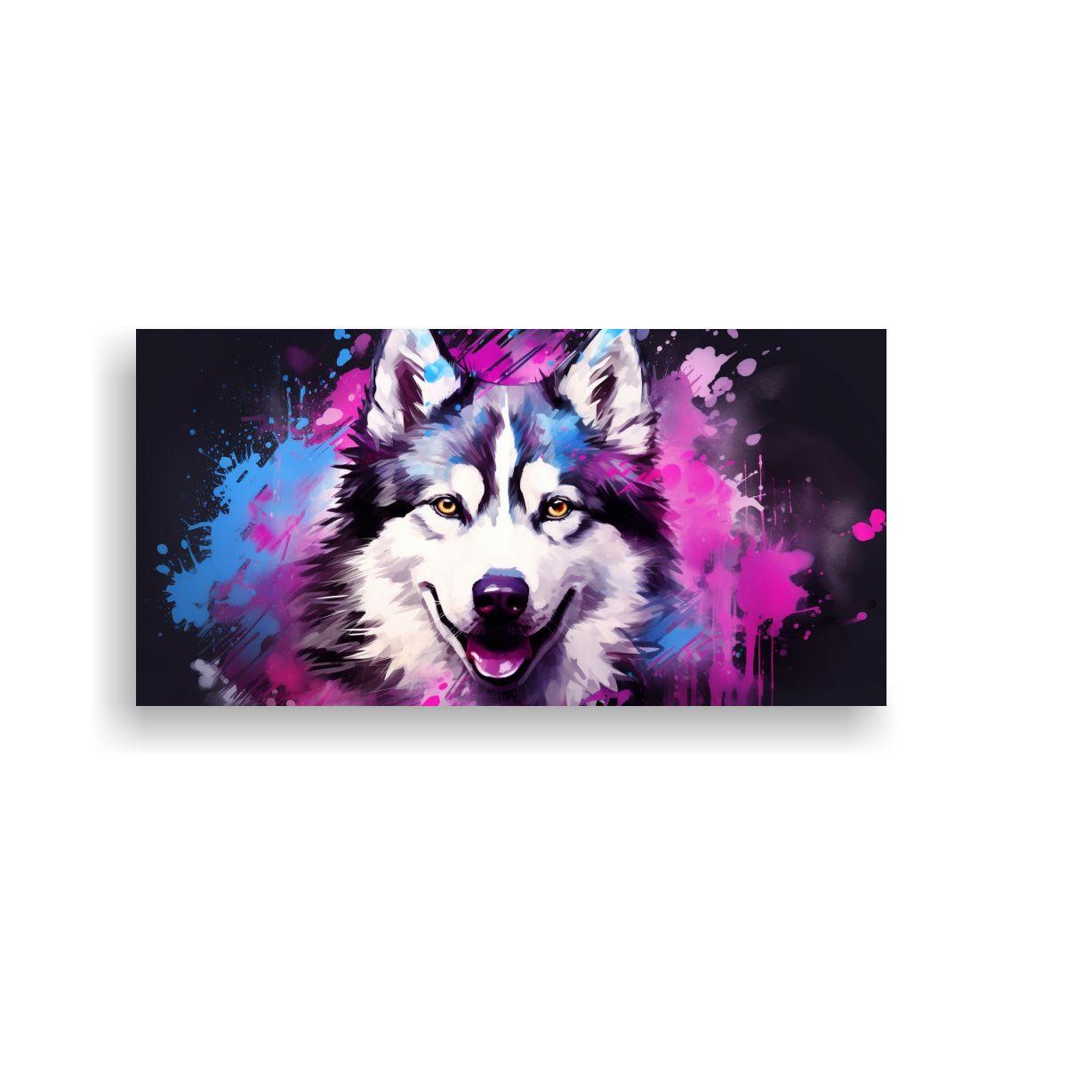 Pintura De Pared Husky En Colores Pastel Y Morado, 160x80cm-0