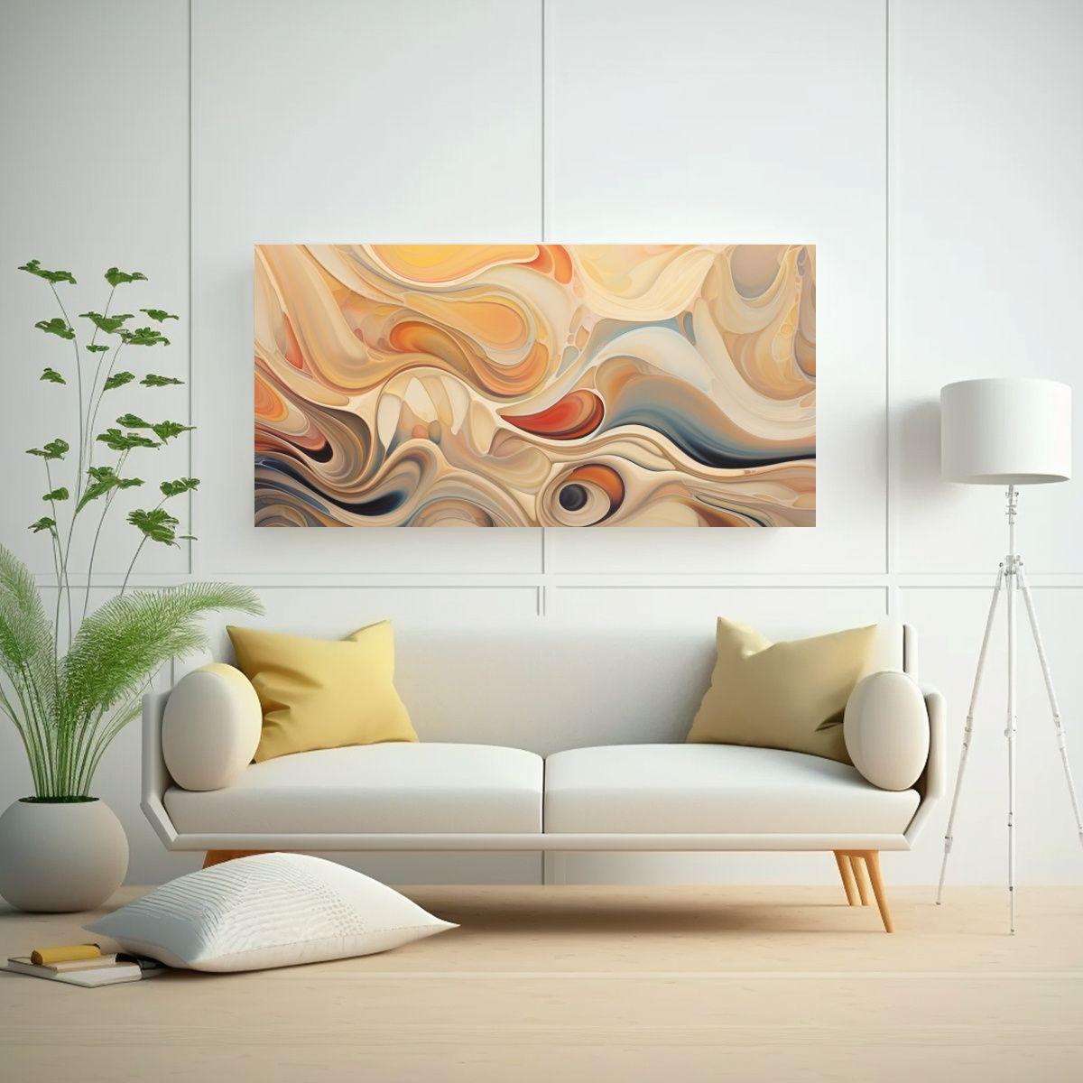 Cuadro Abstracto De Inspiración En Tonos Crema 100x50cm-2