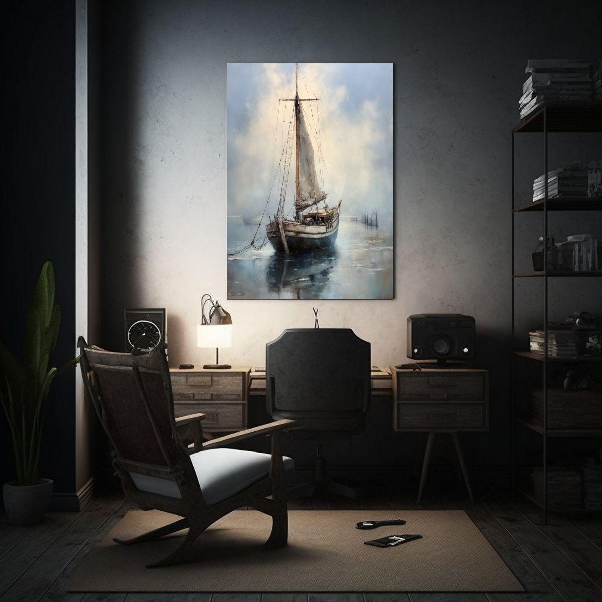 Cuadro Impresionante De Barco En La Marina 20x30cm-2