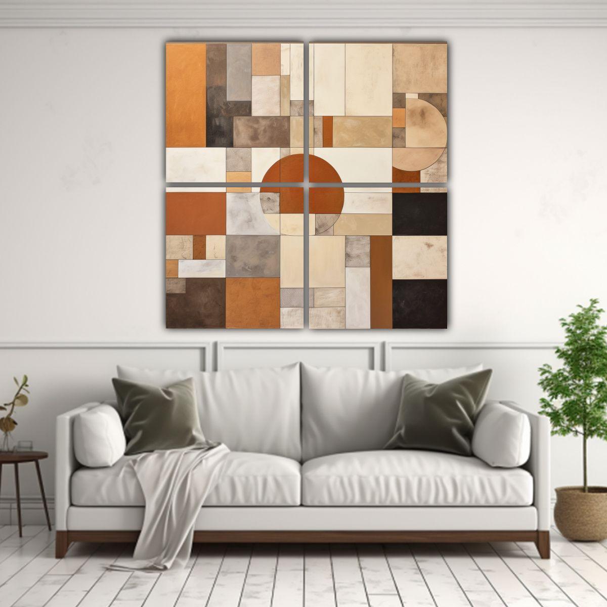 Cuadros Abstractos Con Colores Terrosos 180x180 Cm-2