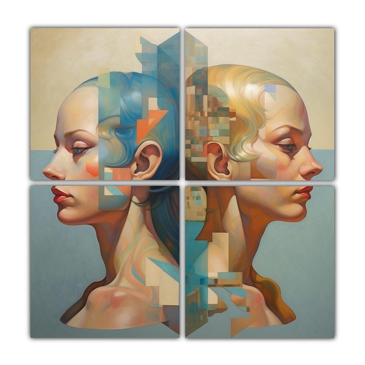 Juego De 4 Lienzos Estilo Galería Vida 140x140 Cm-0