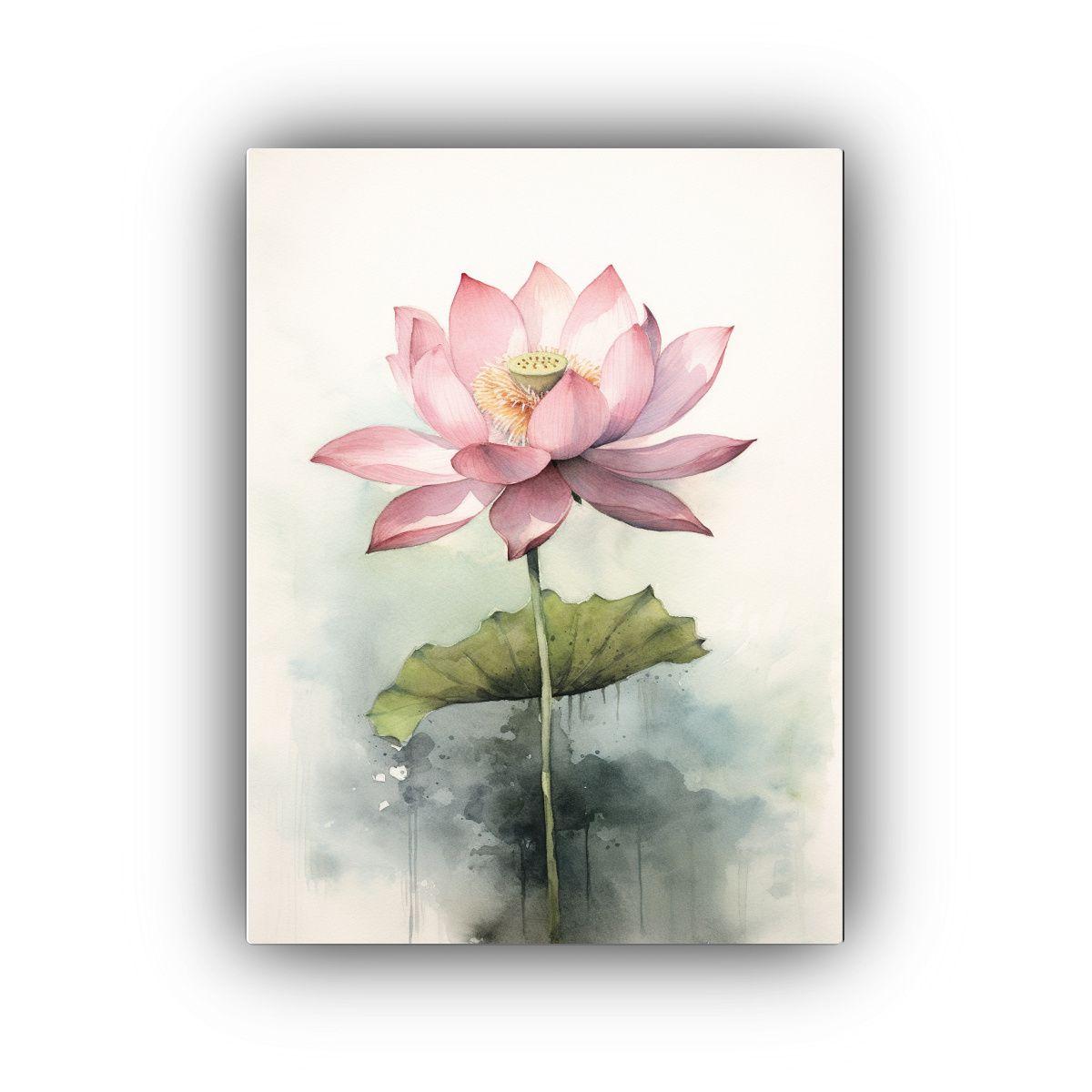 Cuadro Acuarela De Loto Con Detalles Intrincados 80x120cm-0