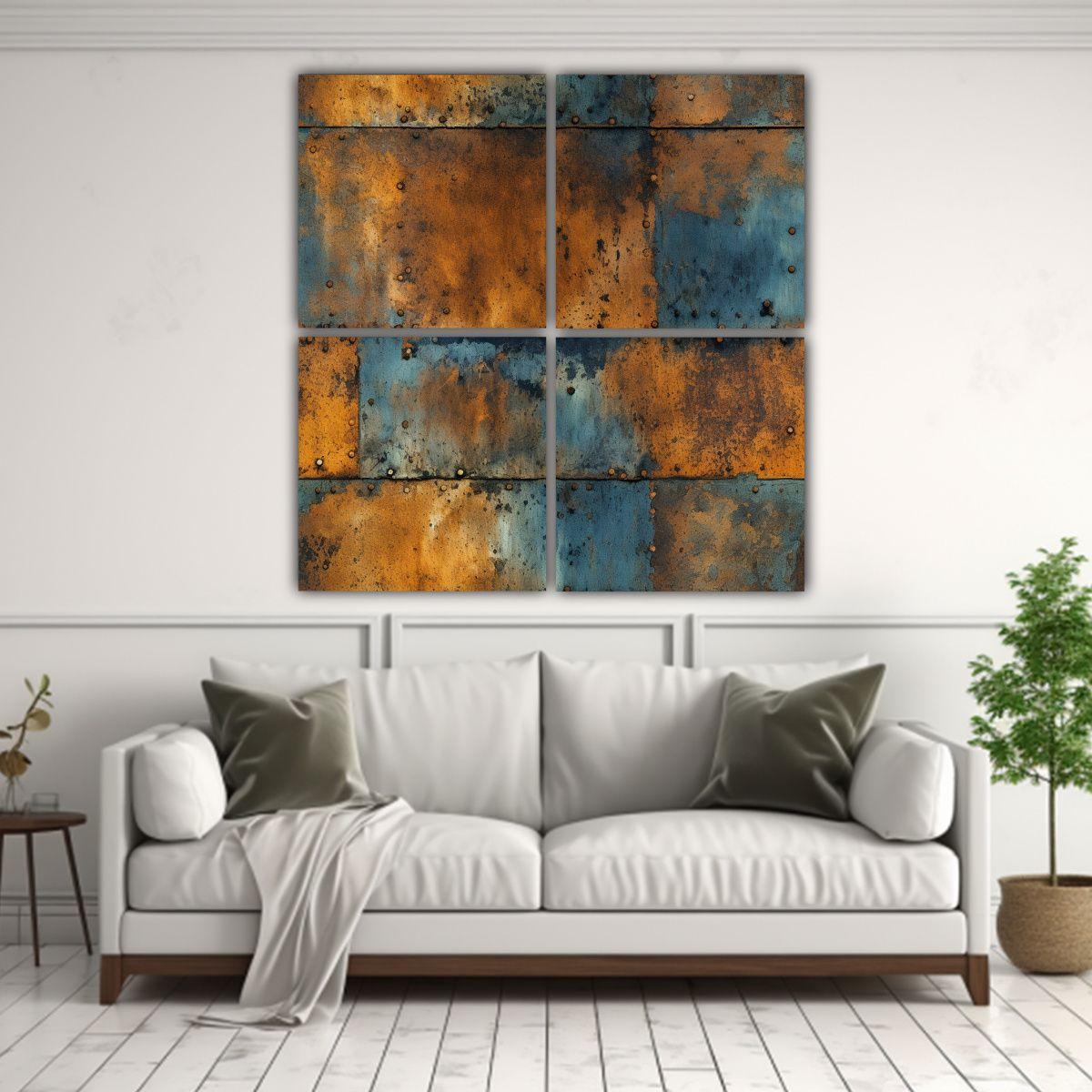 Cuadro Dibujo Simetría Rusted Steel Con 40x40 Cm-2