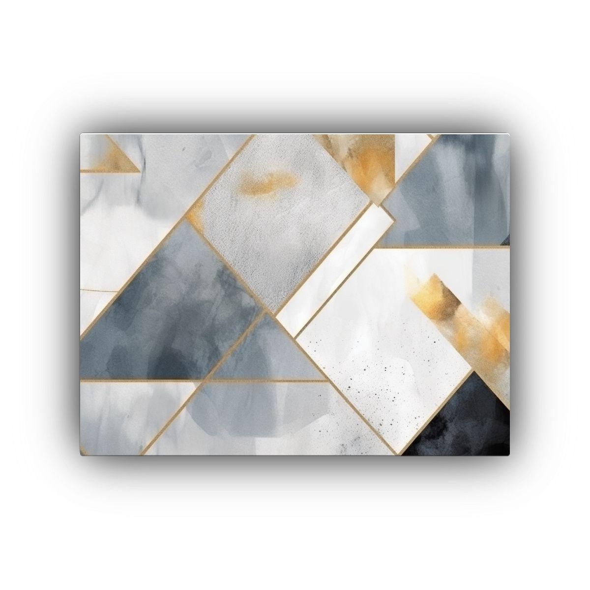Cuadro Abstracto Tela Forma Geométrica Acuarela 50x40cm-0