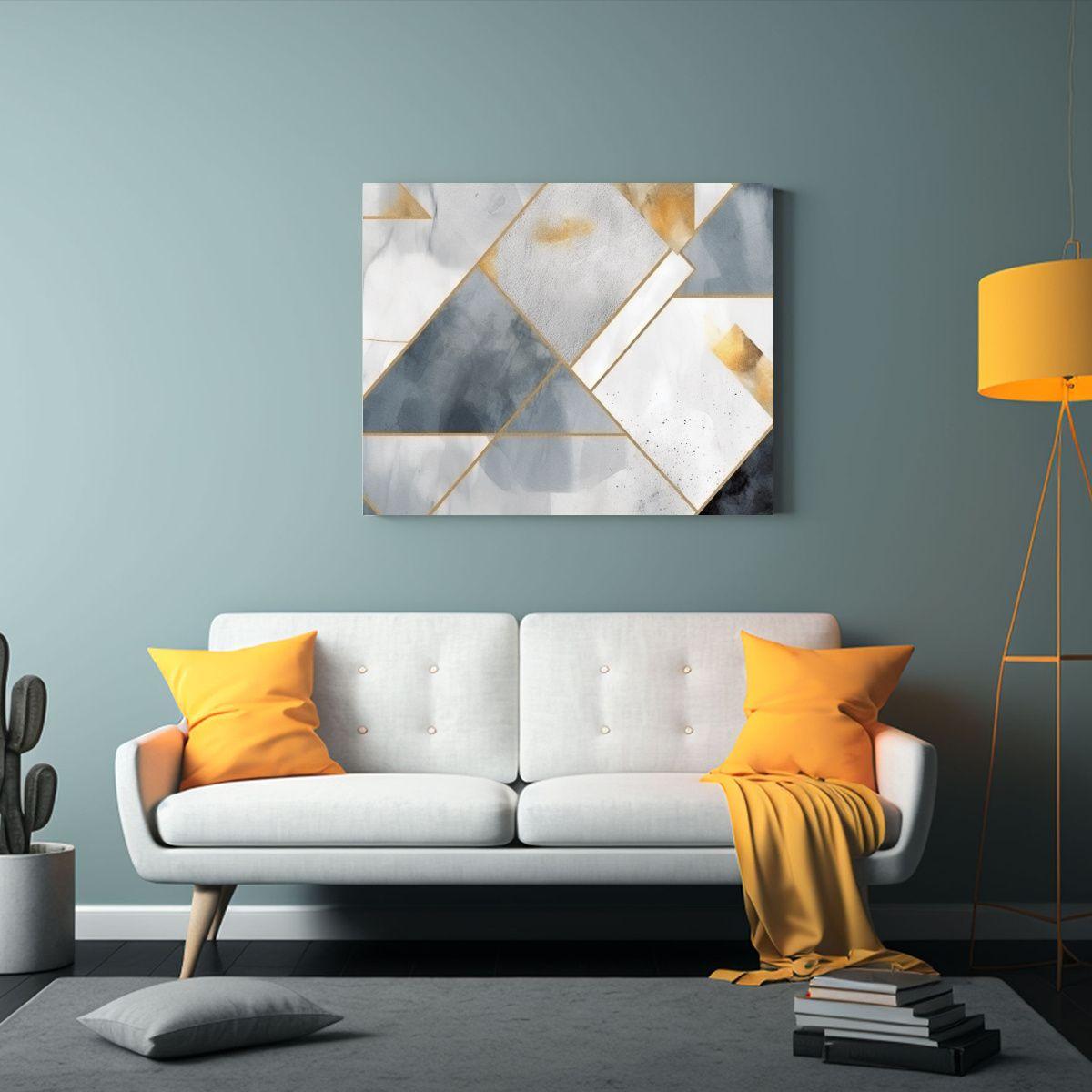 Cuadro Abstracto Tela Forma Geométrica Acuarela 50x40cm-2