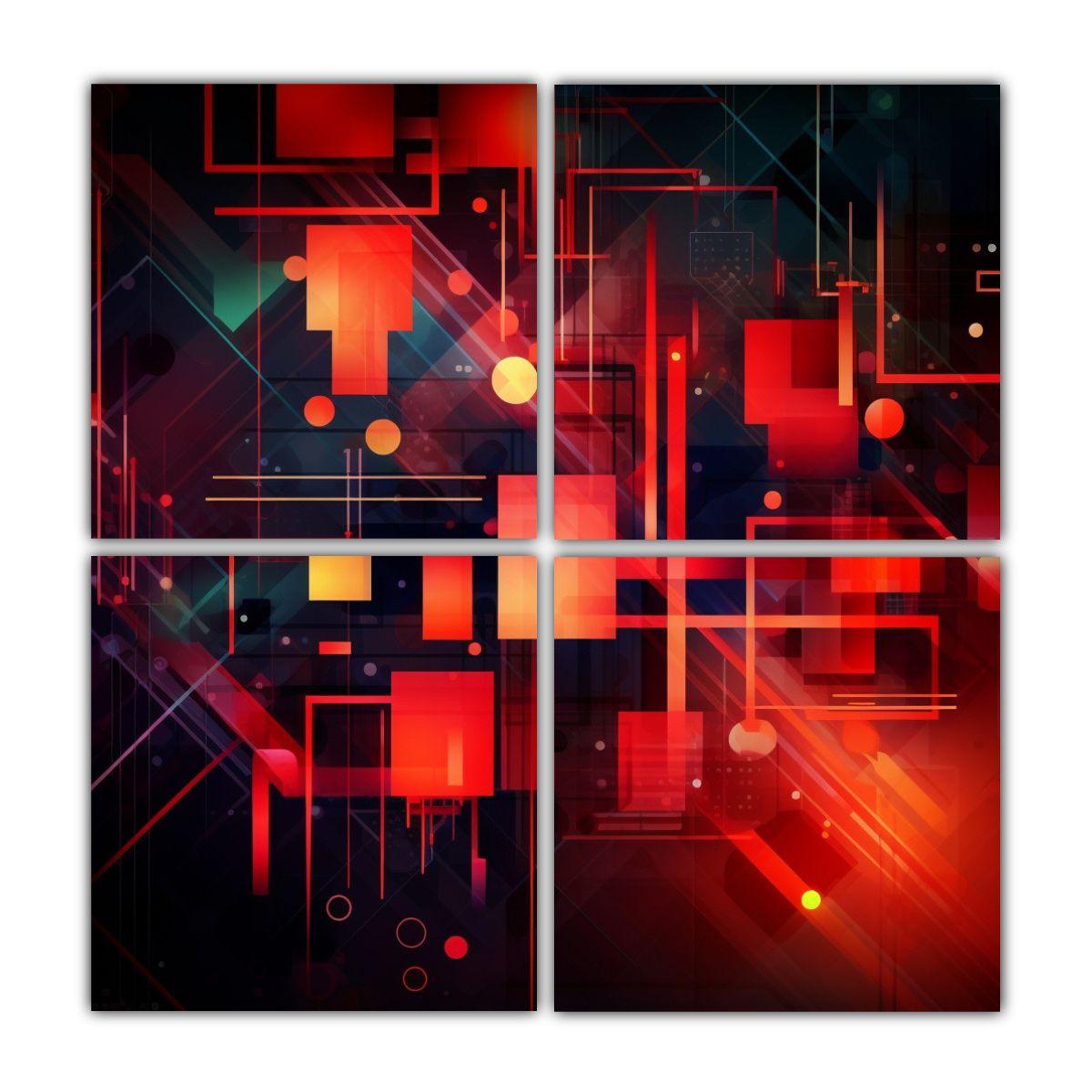 Fondo Tech Con Formas Geométricas Y Composición 140x140 Cm-0