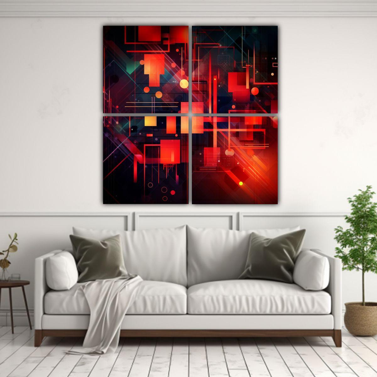 Fondo Tech Con Formas Geométricas Y Composición 140x140 Cm-2