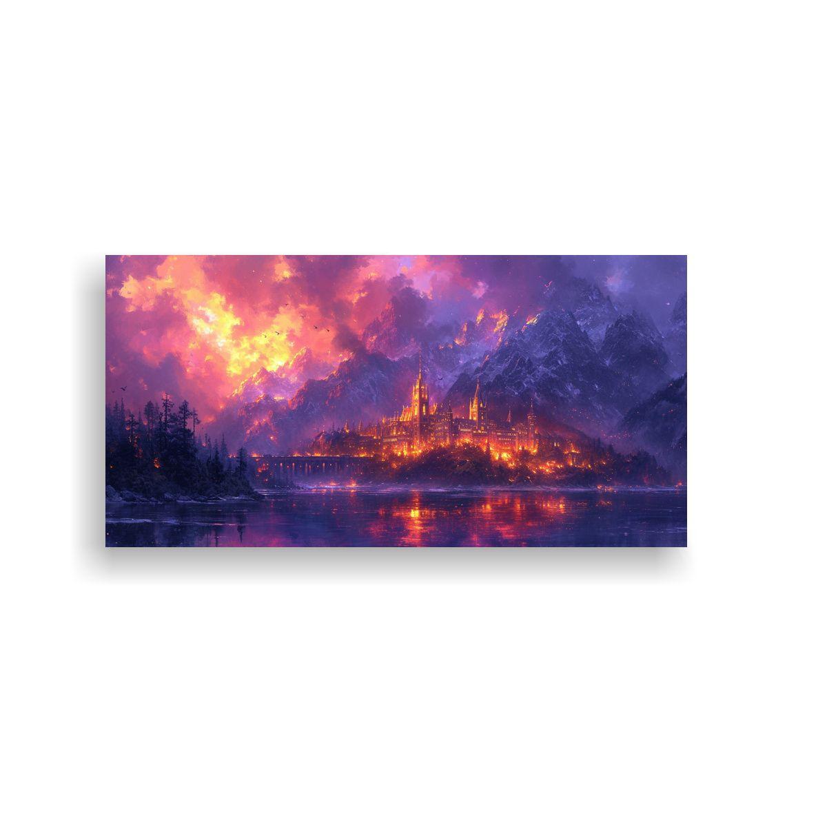 Paisaje Fantástico De Ciudad En La Montaña: 160x80cm-0