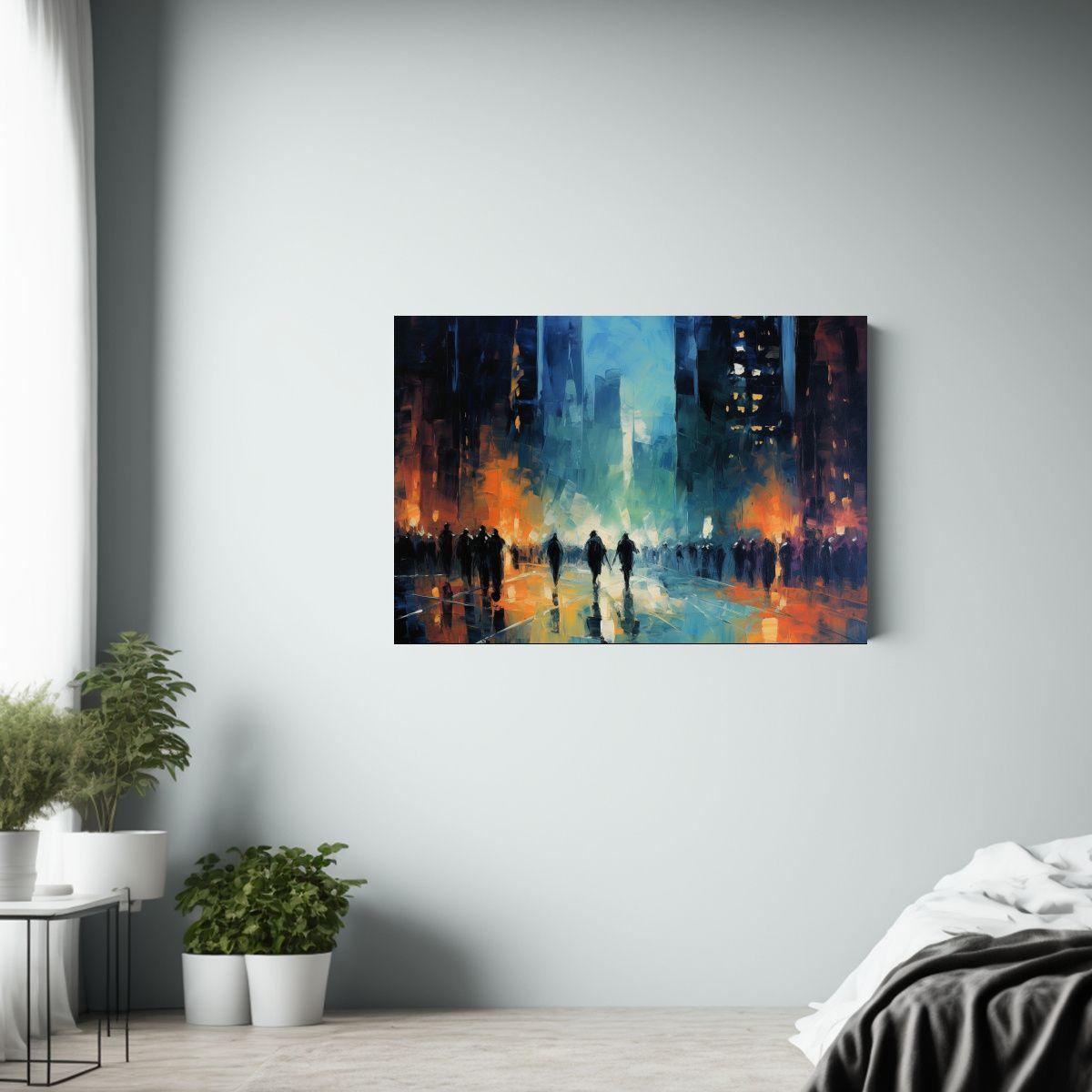 Pintura Expresionista Urbana De Escena Simétrica. 75x50cm-2
