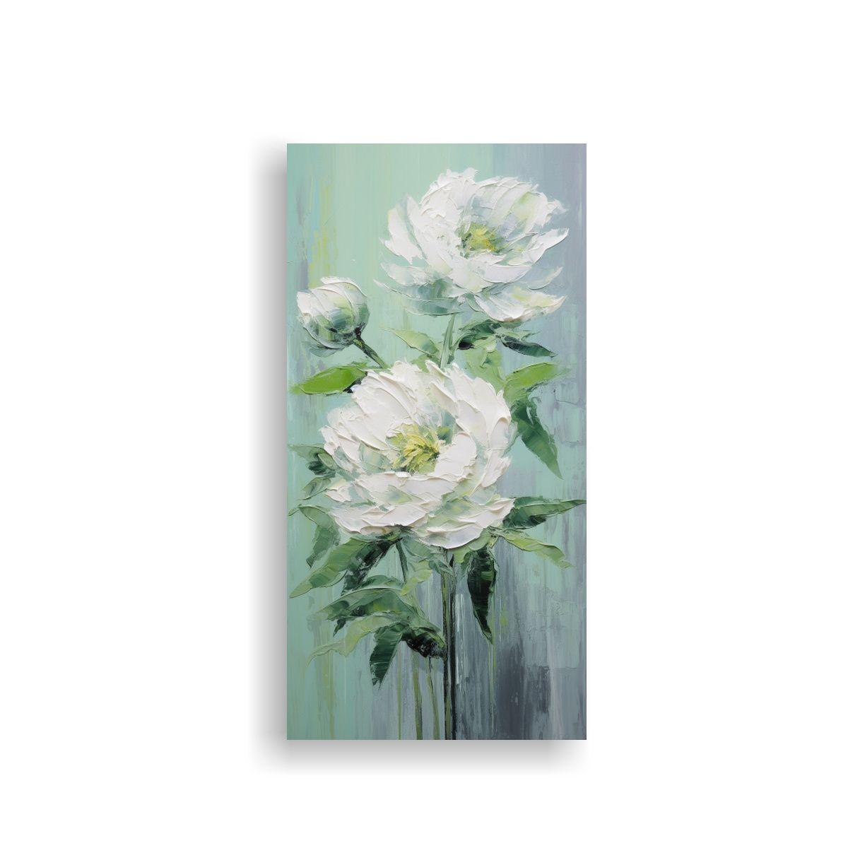 Pintura En Lienzo Estilo Decorativo Con Peonías 40x80cm-0