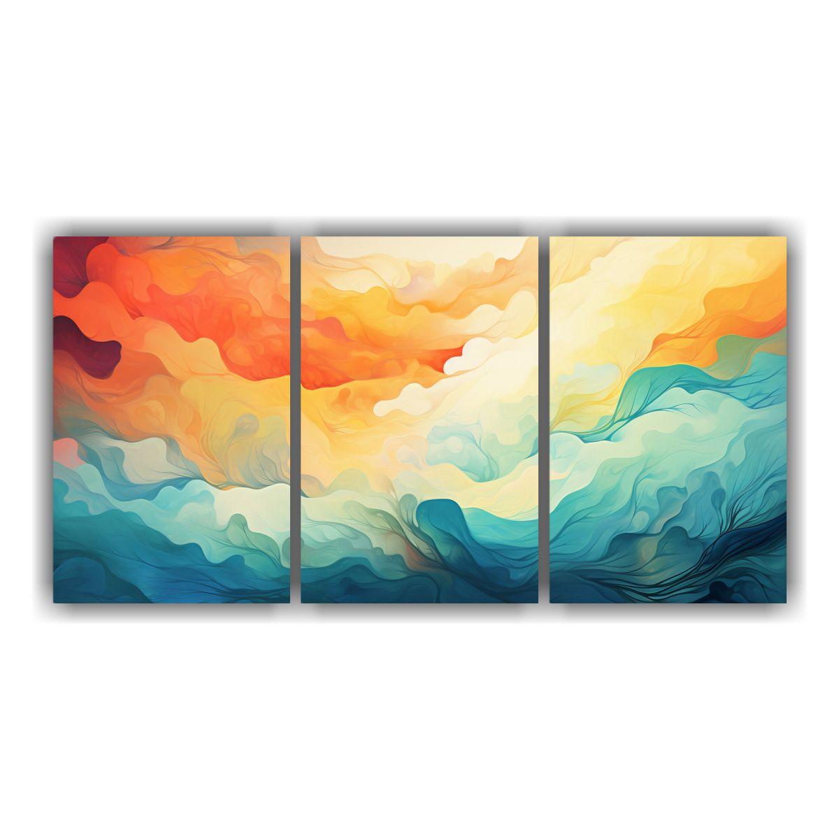 Juego De 3 Telas De Imagen Abstracta En Bastidor, 180x90 Cm-0