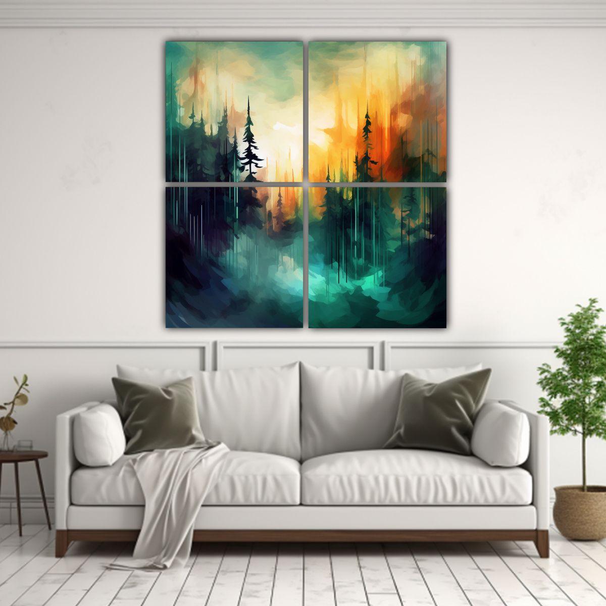 Pintura Abstracta Patrón Intenso Paisaje Bosque 200x200 Cm-2