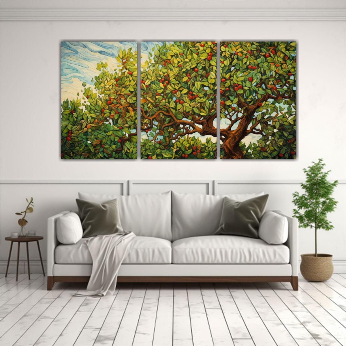 Pinturas Abstractas 3 Lienzos Relieve Abeto, 180x90 Cm-2