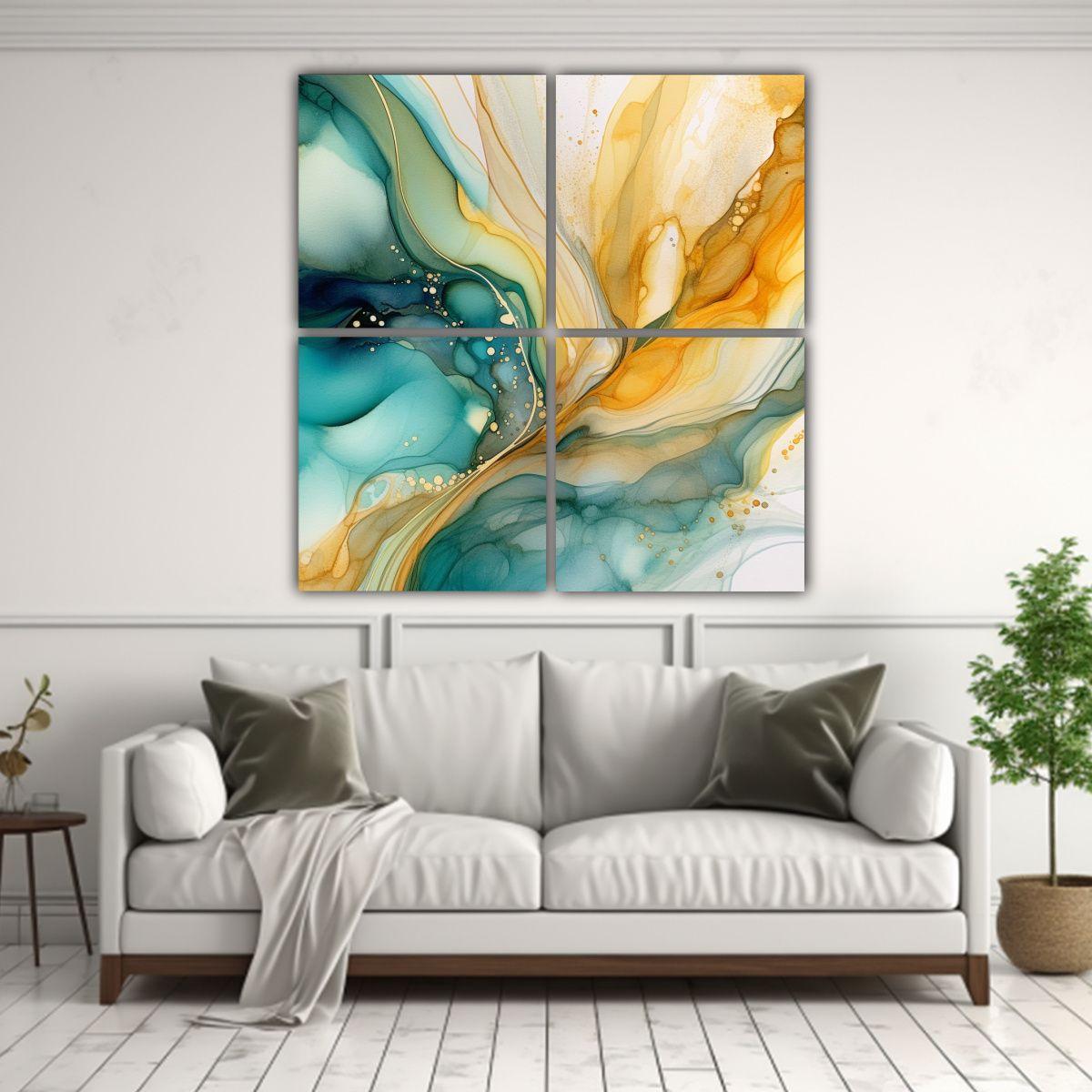 4 Pinturas Acuarelas Abstractas De Dibujo 200x200 Cm-2