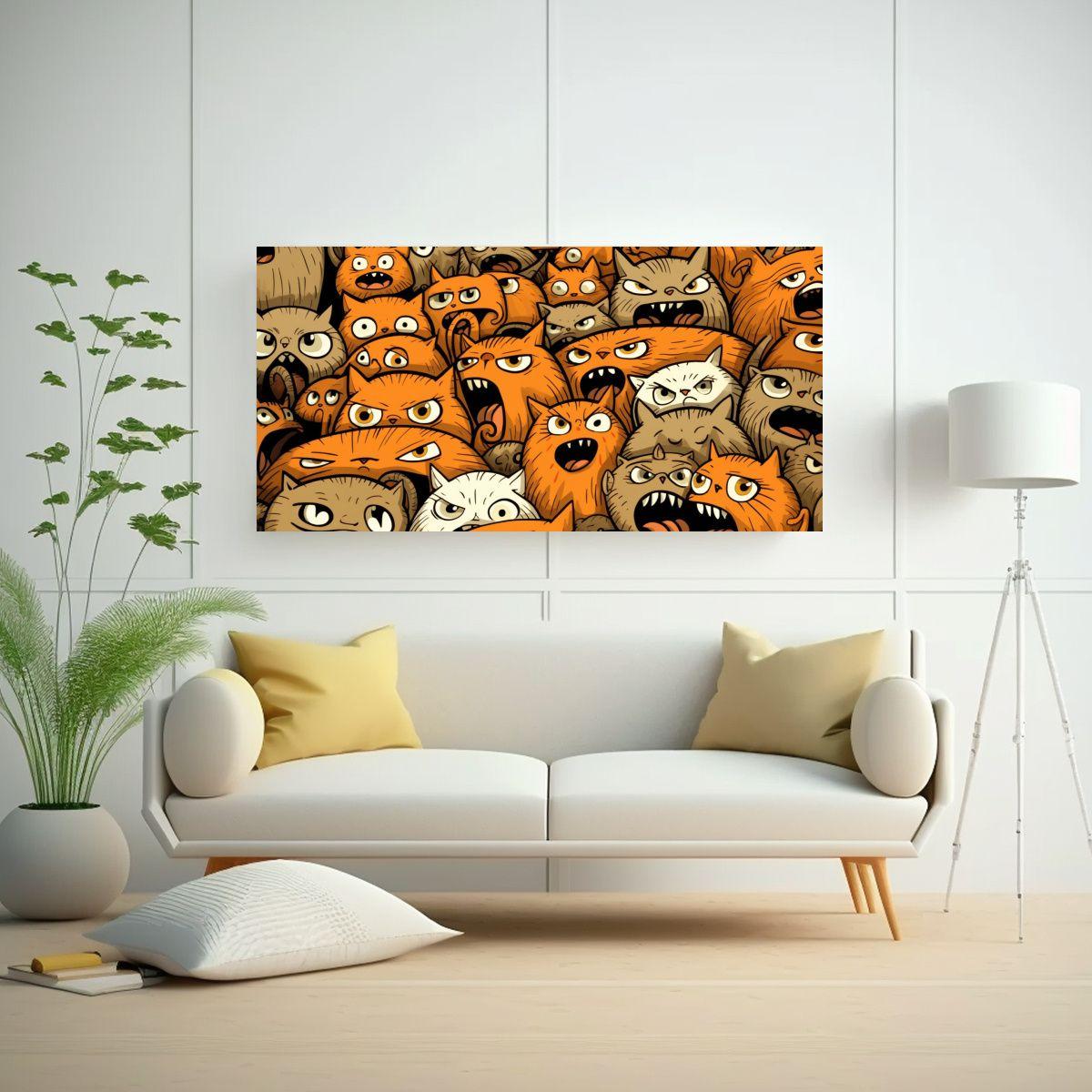 Cuadros Arte Tela Gatos Feos Divertidos Elegancia 100x50 Cm-2