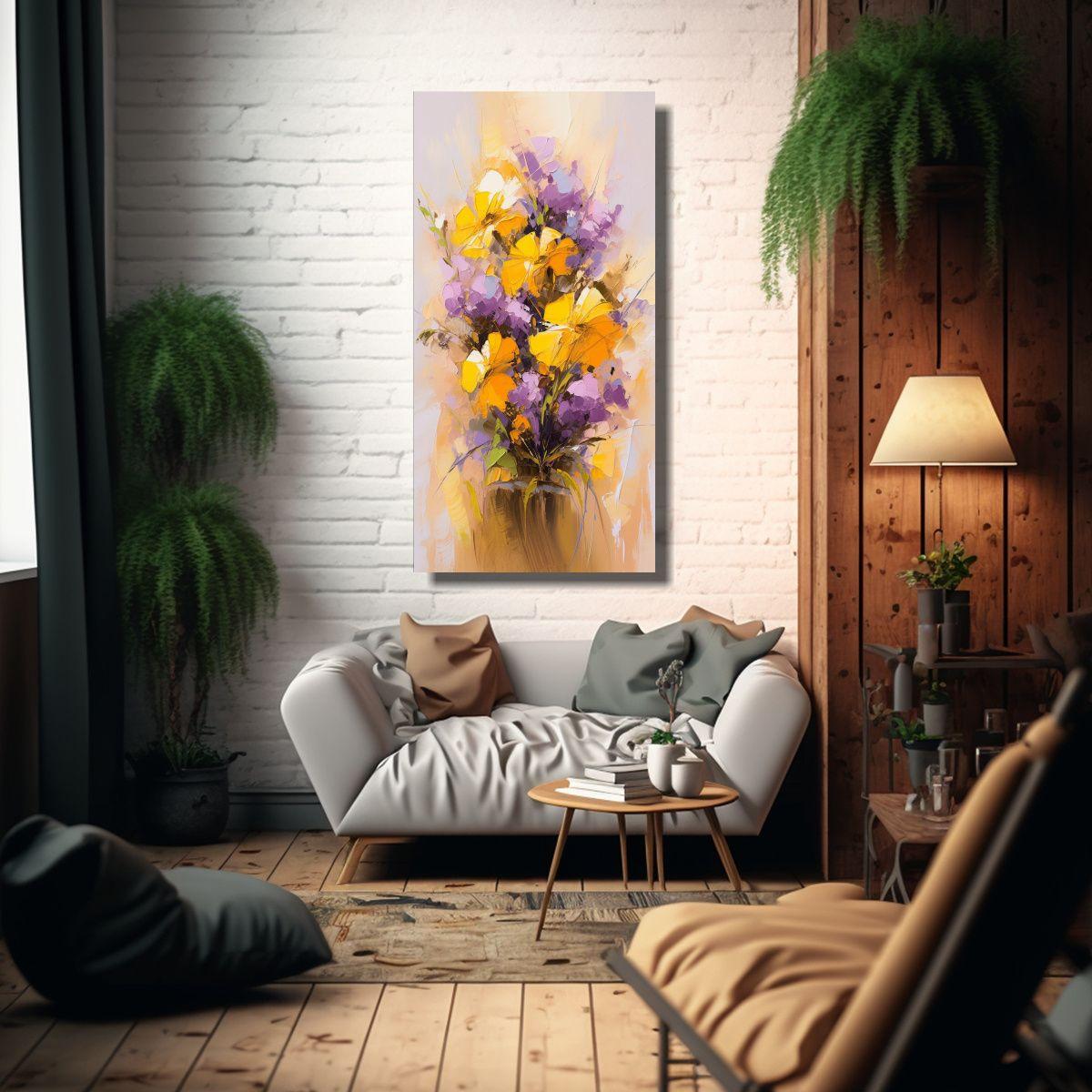 Cuadro De Arte De Pared Abstracción Flores 20x40cm-2