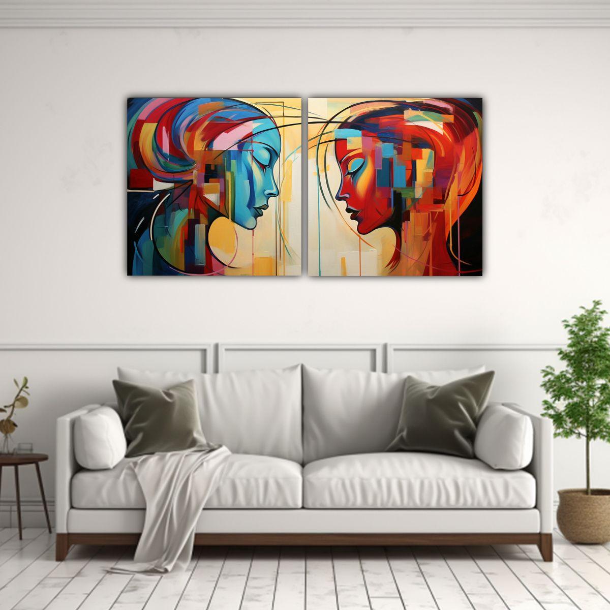 Cuadros Abstractos De Parejas Cálidas Y Modernas 120x60 Cm-2