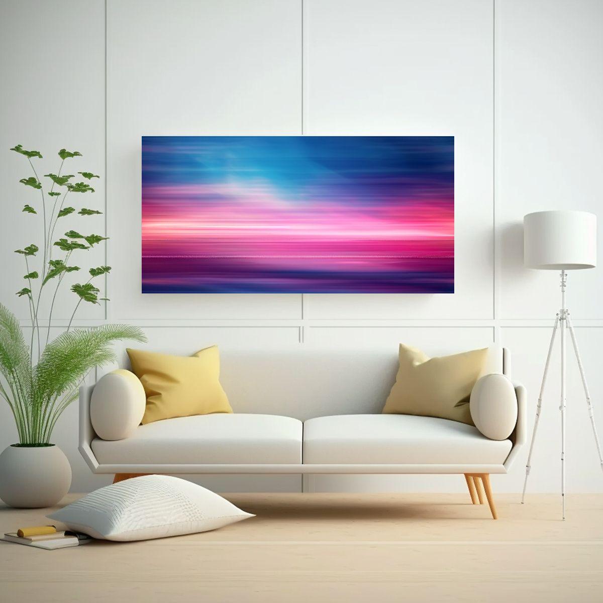 Cuadro Moderno Tonos Aurora Líneas Energéticas 140x70cm-2