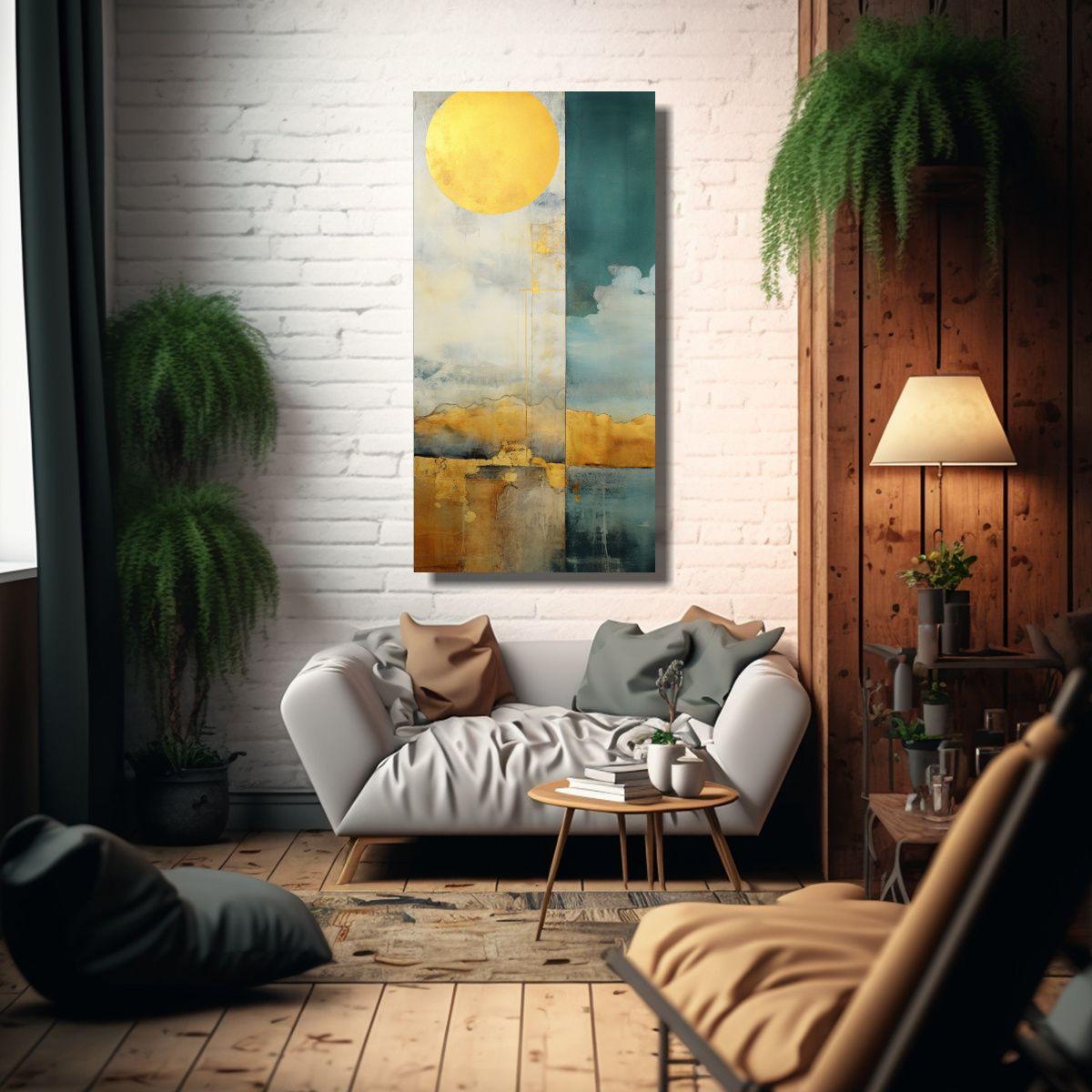 Pintura Arte Tonos Vida Con Acuarela Amarilla, 80x160cm-2