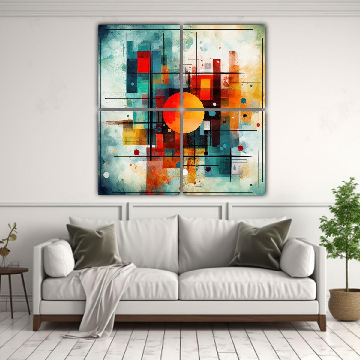 Cuadros Tema Luminosa Abstractos Coloridos 140x140 Cm-2