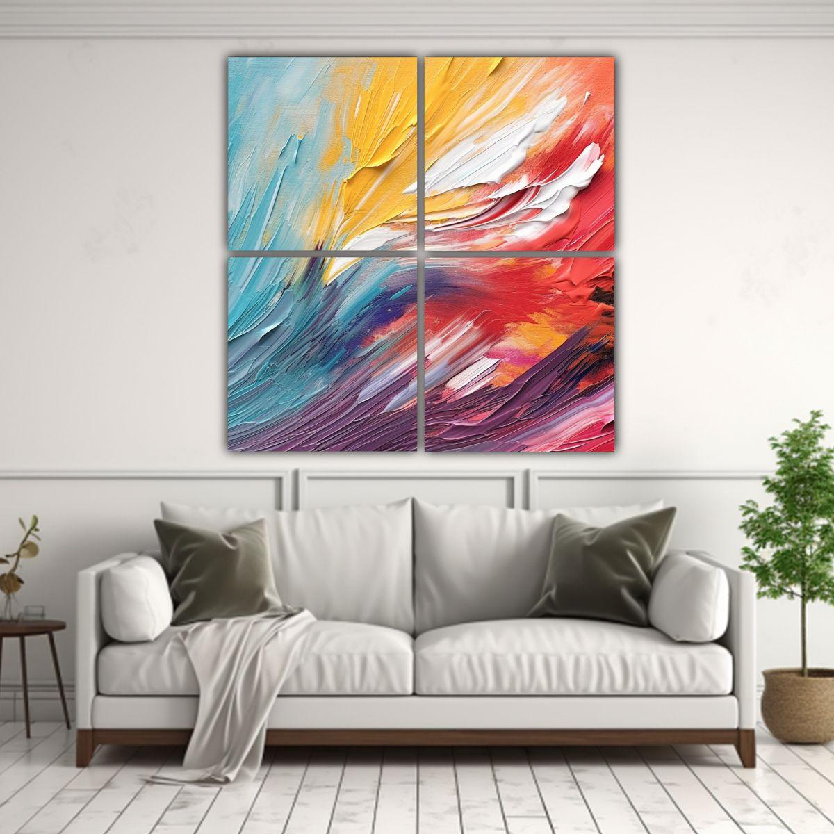 Pinturas Decorativas De Esquema De 4 Pinceladas 100x100 Cm-2