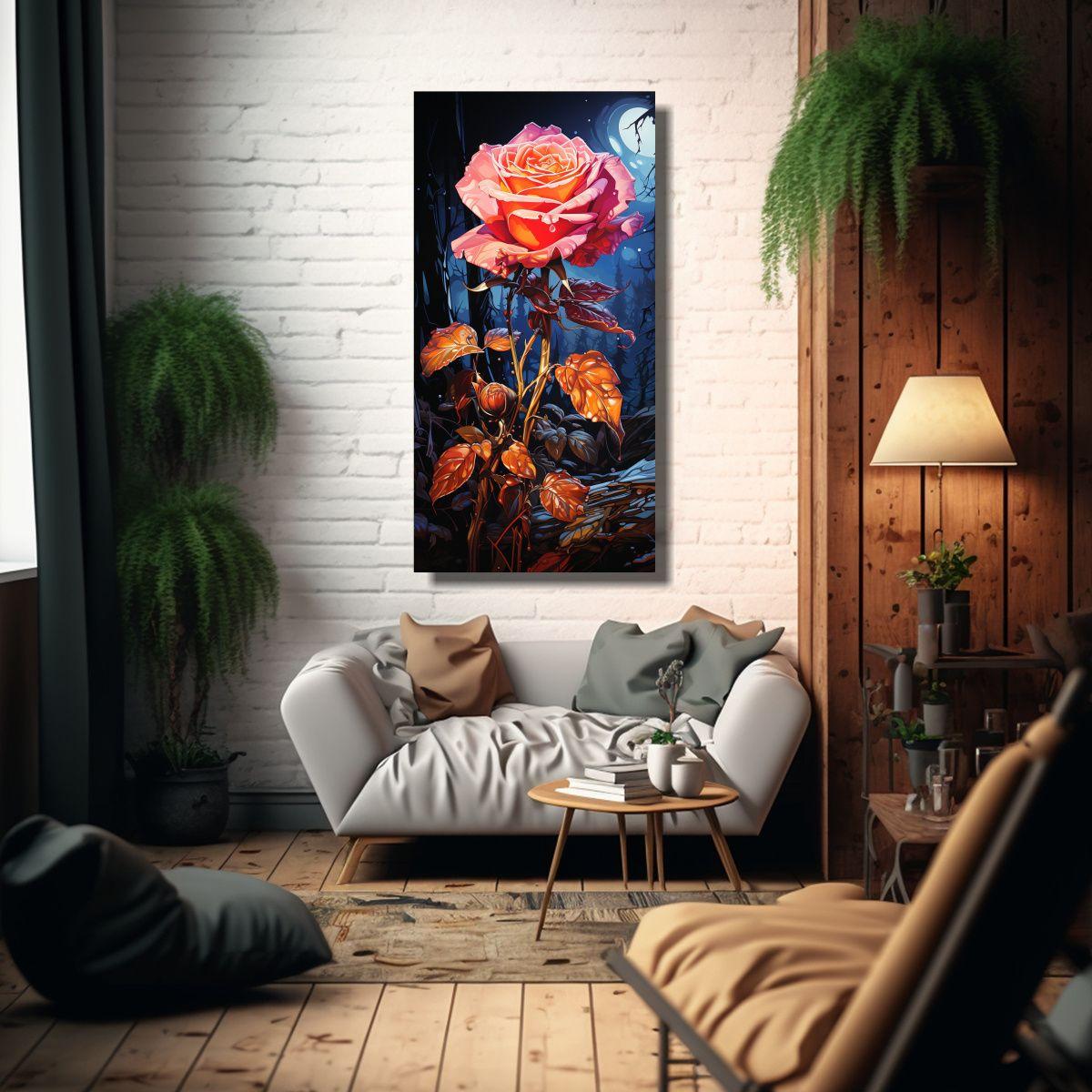 Cuadro Creativo De Rosa Bud Pop Art 30x60cm-2