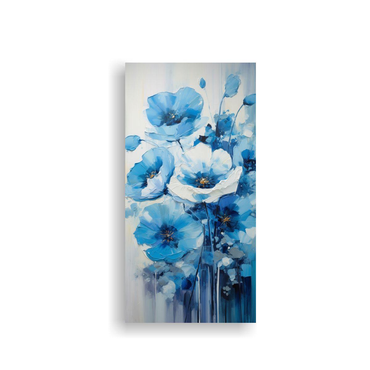 Cuadro De Pared De Acuarela Bastidor Madera Azul 60x120cm-0