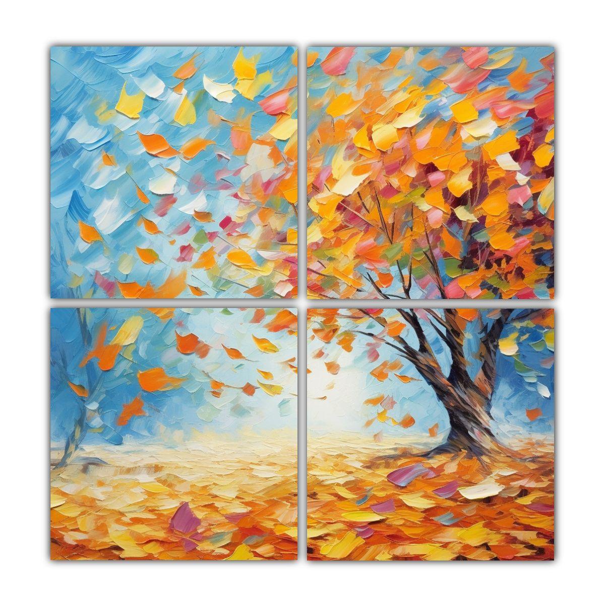 Cuatro Telas En Bastidor Vanguardia Artesanal 120x120 Cm-0