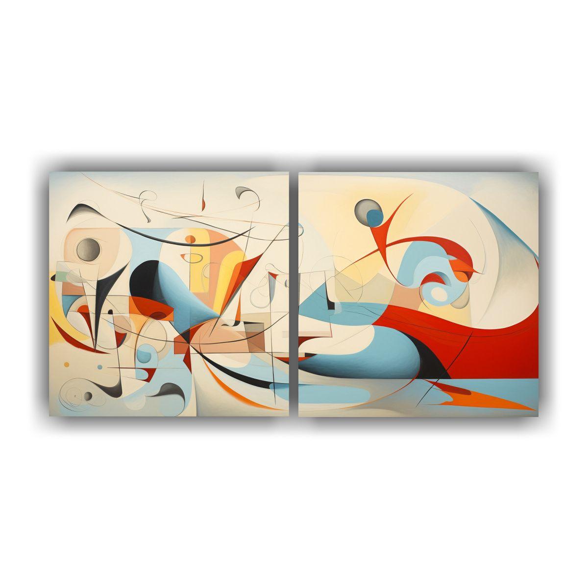 Diptico Colorido Abstracto Historia Arte Viaje 160x80 Cm-0